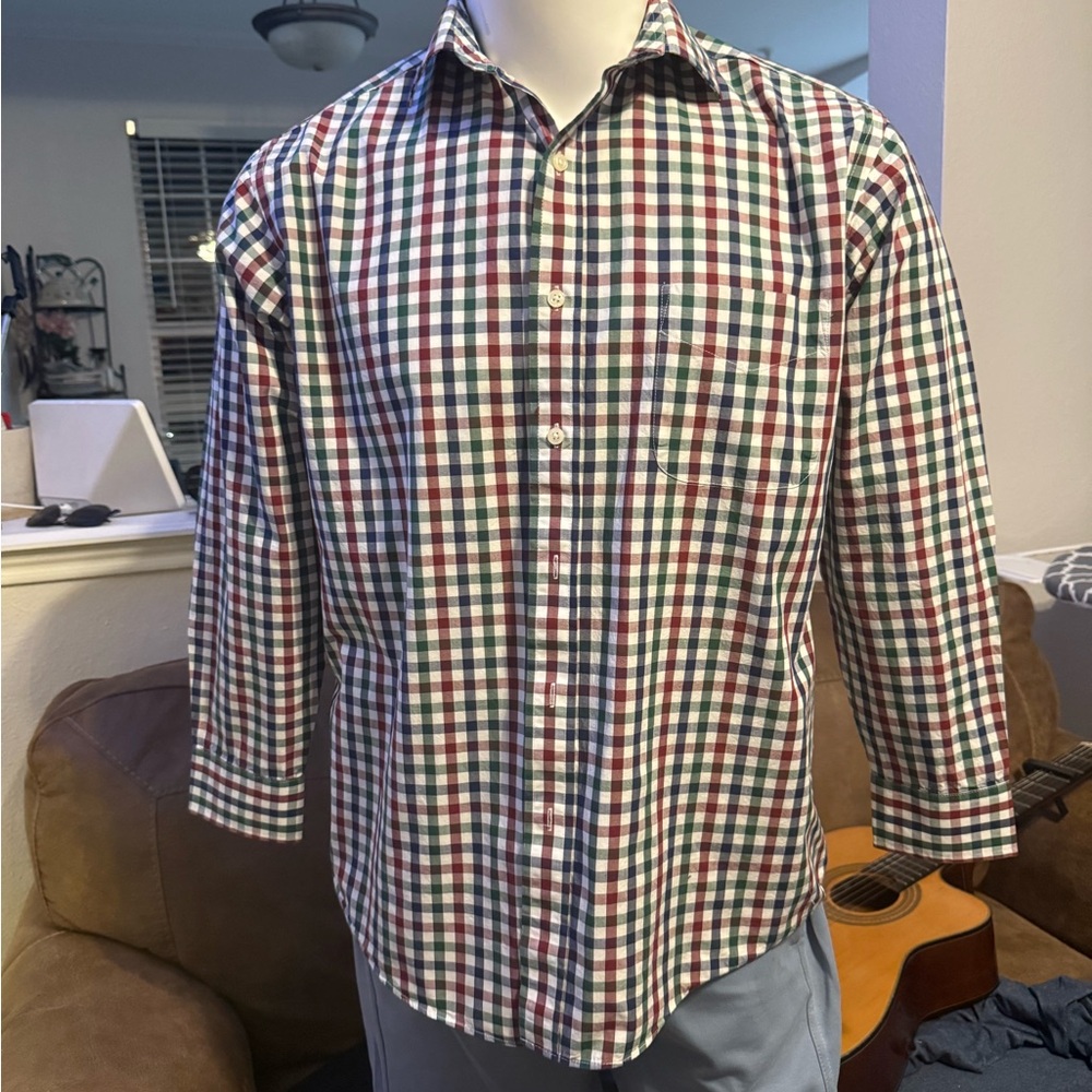 Club Room Men's Red, Green, and Blue Plaid Shirt